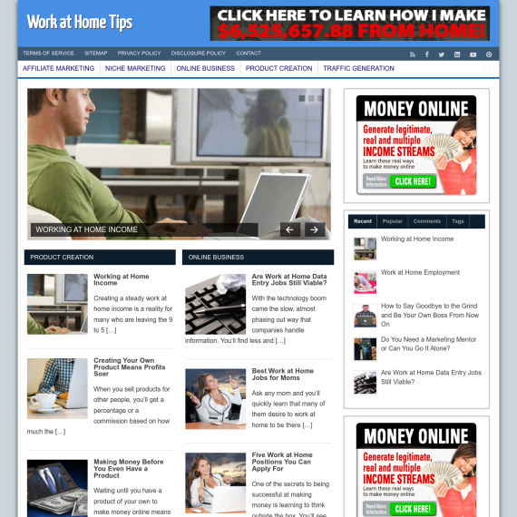 Work at Home Tips Website